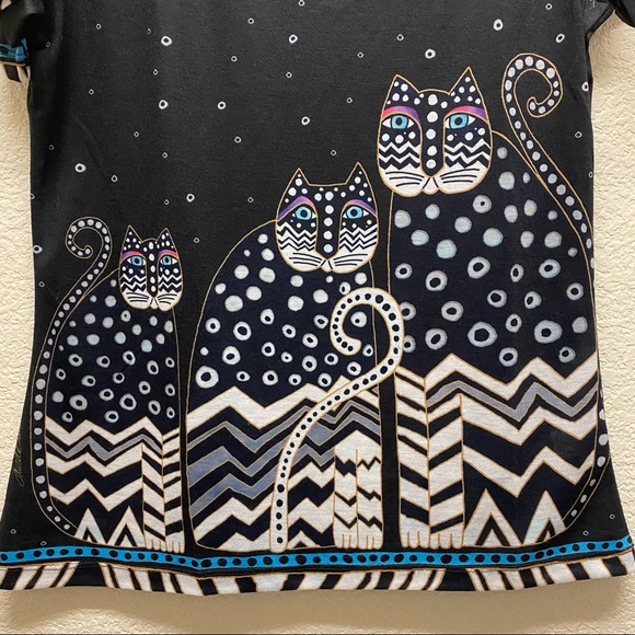 LAUREL BURCH Feline Cat Polka Dot Graphic Novelty T-shirt Medium NWT - Picture 8 of 8